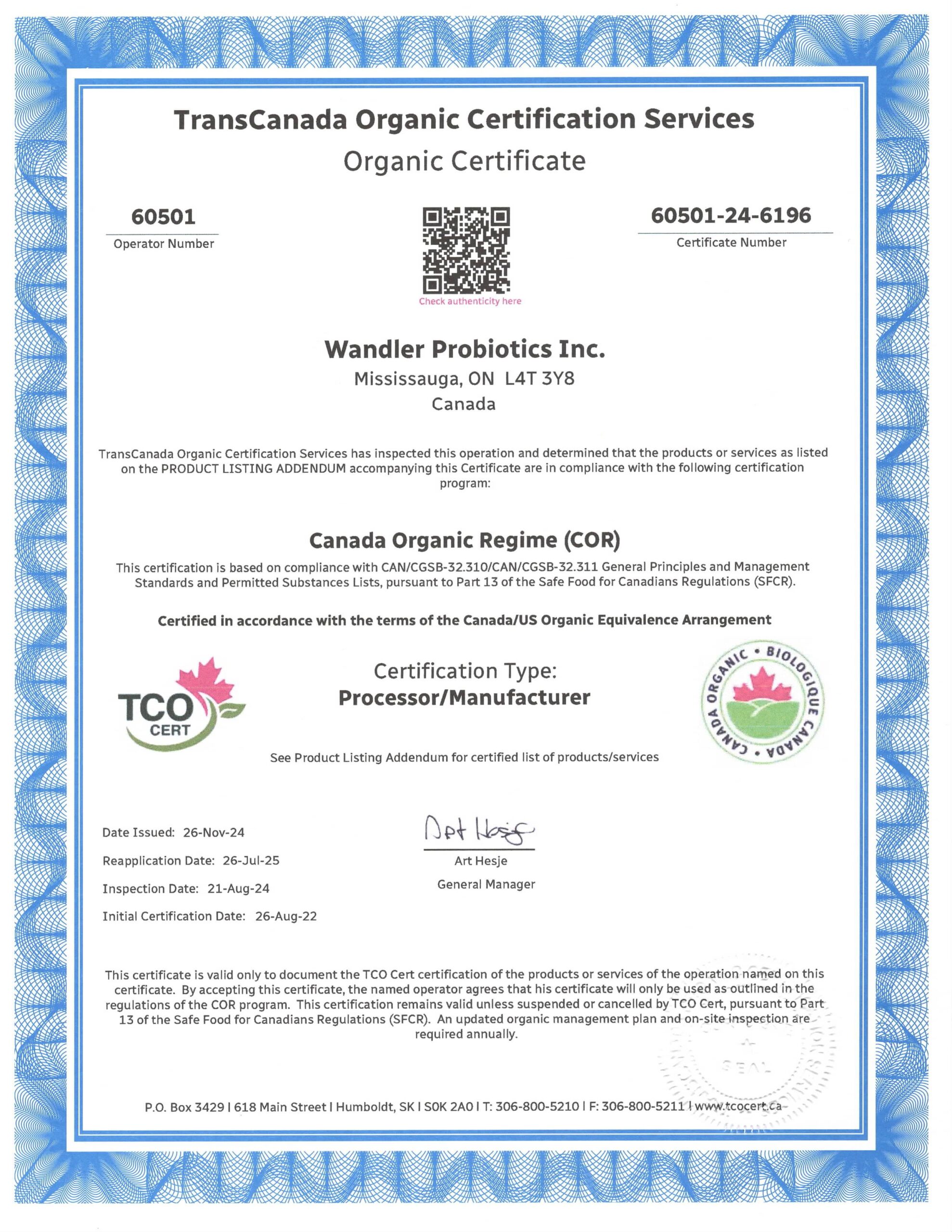 Organic Certification